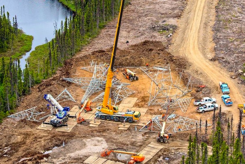 Construction on the 1,100 kilometer Labrador-Island transmission link.