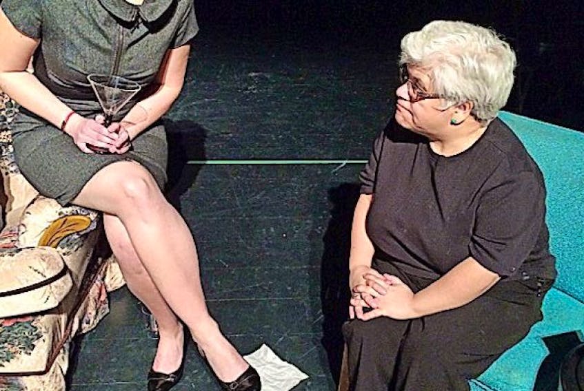 Karla Abbass, left, and Jenny Lyall performed in A Guide of Mourning by Eugene Strickland at the Lawrence O’Brien Arts Centre in Happy Valley-Goose Bay.