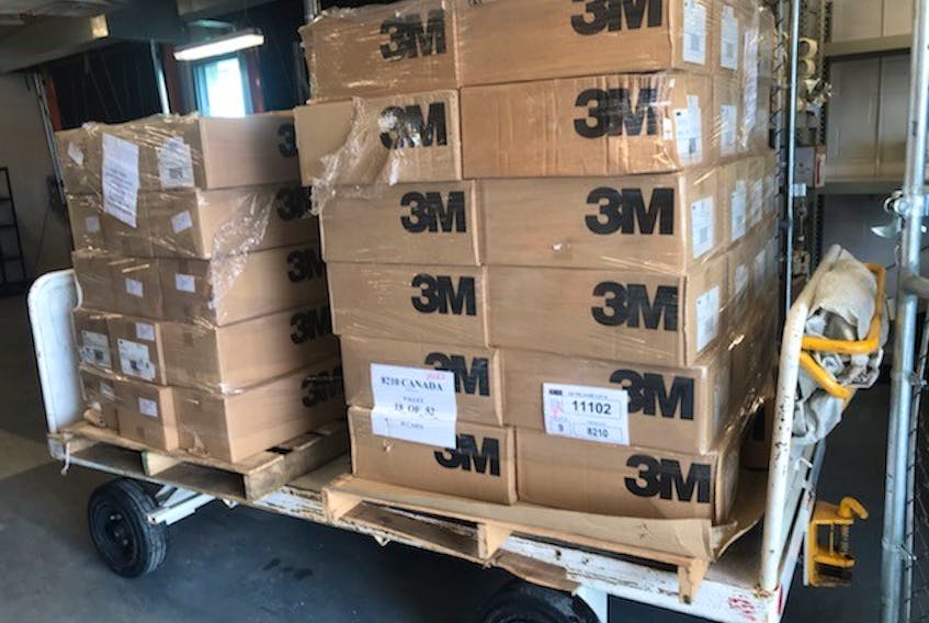 Tacora Resources Ltd., based in Wabush, sent these 20,000 N95 masks to the Newfoundland and Labrador health authorities free of charge. - CONTRIBUTED