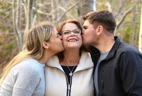 Heather Parsons of Albert Bridge is shown with her children, Robyn, left, and Lukas, right, who have been a source of comfort and support to her since her cancer was discovered in October 2020. CONTRIBUTED