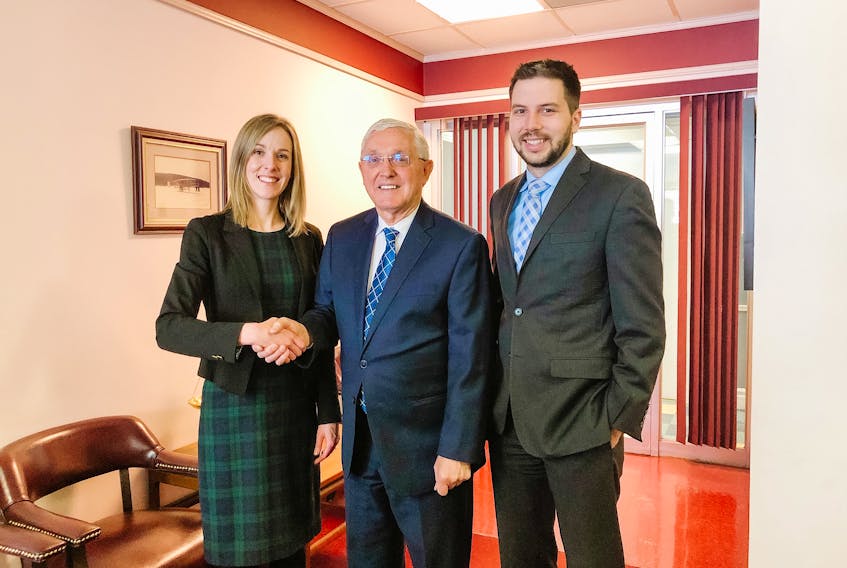 Guy LaFosse, centre, welcomes Stephanie Myles and Ian Parker as partners in the LaFosse MacLeod Law Office in Cape Breton. CONTRIBUTED
