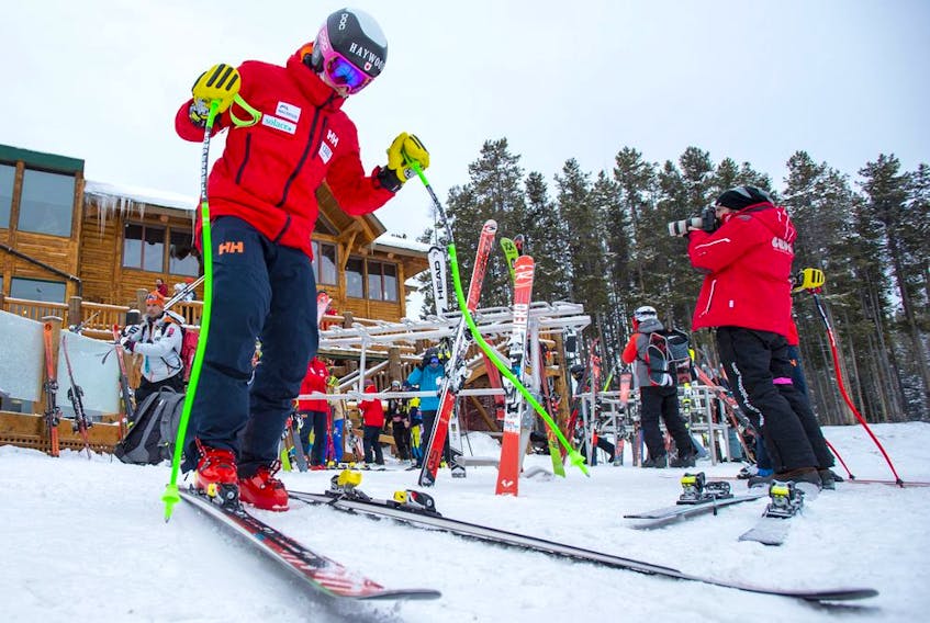 CP-Web.  Brodie Seger, of Canada, skis off after the first training run for the Lake Louise FIS World Cup downhill ski race was cancelled on Wednesday, Nov. 27, 2019.