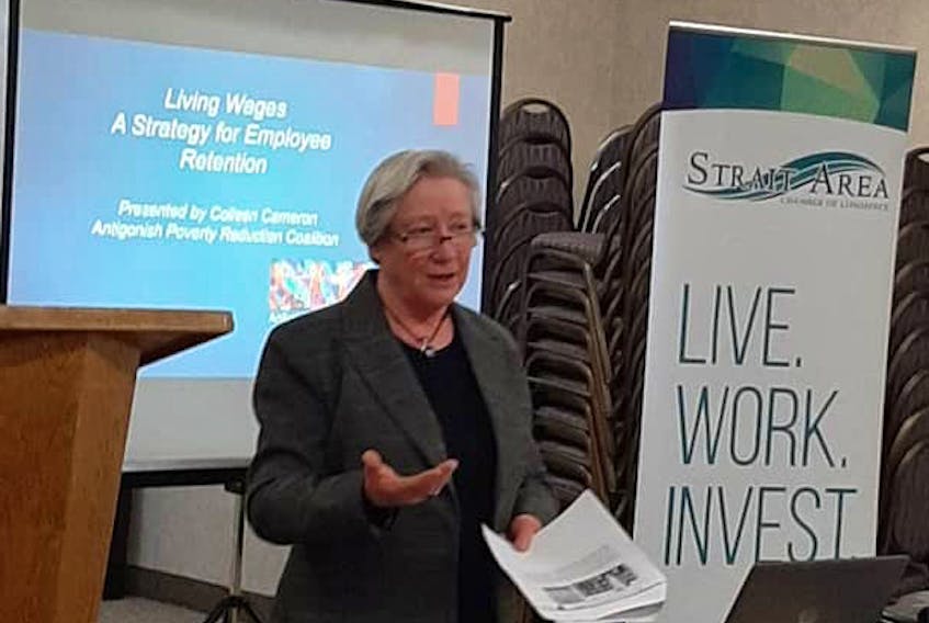 Colleen Cameron of the Antigonish Poverty Reduction Coalition discussed the concept of a living wage and its impact on employee attraction and retention with business and community stakeholders on Thursday, Feb. 6 in Port Hawkesbury. CONTRIBUTED