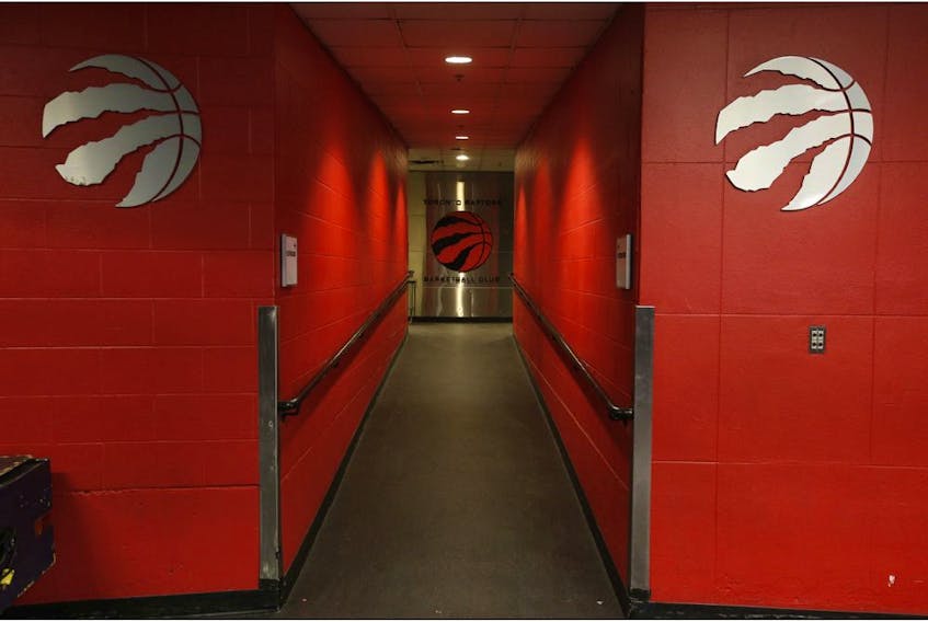 Inside the Scotiabank Arena it was supposed to be game day until the NHL suspended operations - along with other leagues - as the Covid-19 Coronavirus pandemic takes hold throughout the world. (Pictured) Hallway to the Raptors dressing room in Toronto on Thursday March 12, 2020. Jack Boland/Toronto Sun/Postmedia Network