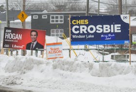 Elections signs for the three main parties are seen in St. John's. – Joe Gibbons