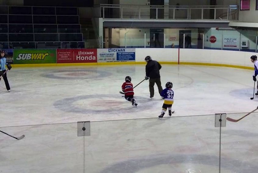 On Jan. 14 the Lewisporte Area Minor Hockey Initiation players hit the ice in a fun game against their parents.