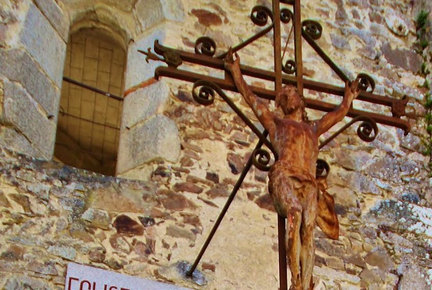 <p>Christ on the crucifix outside the church.</p>
<p>&nbsp;</p>