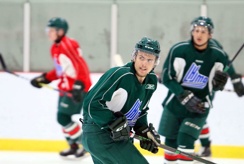 Forward Zachary L’Heureux, seen here during the Halifax Mooseheads' training camp, is one of three Halifax players to earn a spot on the NHL Central Scouting’s preliminary players to watch list.   ERIC WYNNE
