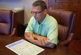 ['Summerside Economic Development Director Mike Thususka looks over an outline to the city’s ‘living lab’ plan, a concept that promotes integrating new ideas into existing municipal infrastructure for economic development.&nbsp;']