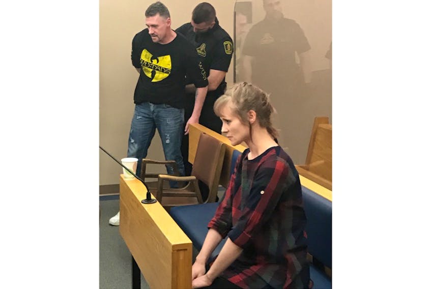 James Glasco and Amanda Maher are shown in court in St. John’s in 2019. Glasco was sentenced on dozens of shoplifting charges in court Friday. Maher also faces charges. TELEGRAM FILE PHOTO
