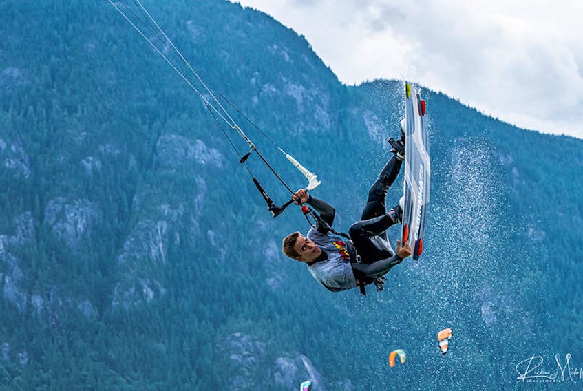 Lucas Arsenault of P.E.I. captures some big air during the 2019 Kite Clash competition in Squamish, B.C. Arsenault, 22, placed second in the Canadian championship and first in the freestyle competition. Rick Meloff photo