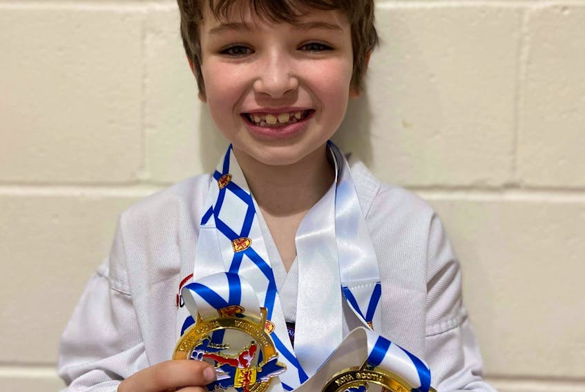 Landon MacArthur of Island Martial Arts Centre was declared the provincial champion at the Nova Scotia Taekwondo Championships in Antigonish earlier this month. Other successful local athletes were Brooklyn Redmond (silver), James Myers (silver and bronze), Andrew Brunet (two silver), Emma Head (gold and silver), Kiley Wrathall (silver), Emily Reid (gold and silver), Delia Redmond (two silver), Arthur Jackson MacArthur (gold and bronze). CONTRIBUTED/ANGIE MACDONALD
