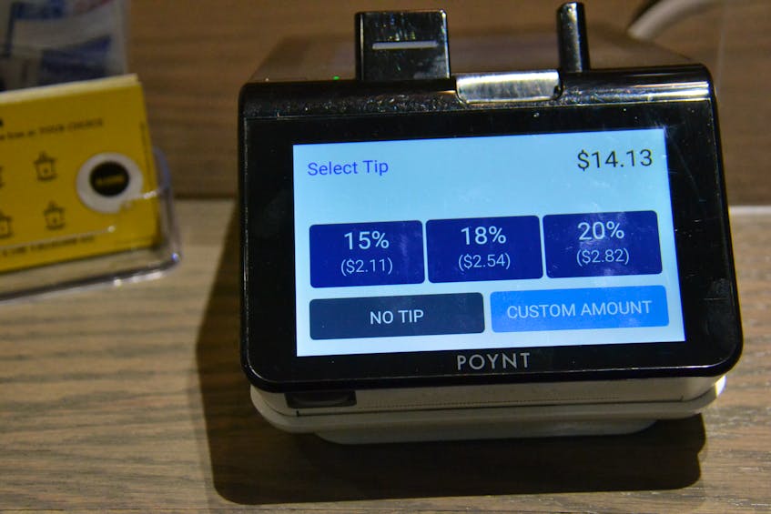 Some newer models of debit machines include tipping options.