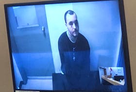 Gregory Pike attended his sentencing hearing in provincial court in St. John’s via video from Her Majesty’s Penitentiary Wednesday morning. He was sentenced to three months in prison for his role in an assault on a fellow inmate last August. SCREEN GRAB