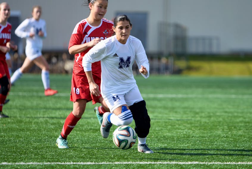 Mount Saint Vincent Mystics striker Mariah Wright was named a CCAA all-Canadian on Tuesday.