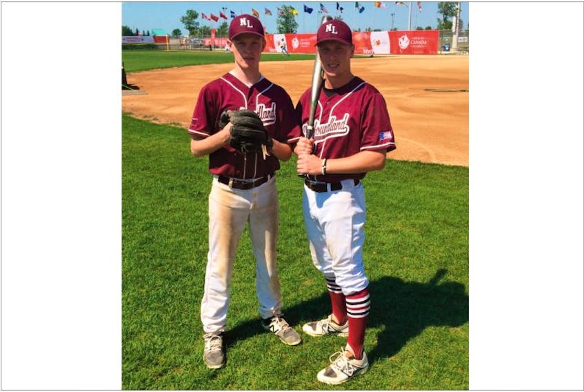 Because of their three-year age difference, Mark (left) and Mitch Stack never had the opportunity to play competitively on the same fastpitch team, but that changed this week in Winnipeg, where the two are teammates on Newfoundland and Labrador’s men’s fastpitch entry for the 2017 Canada Games.