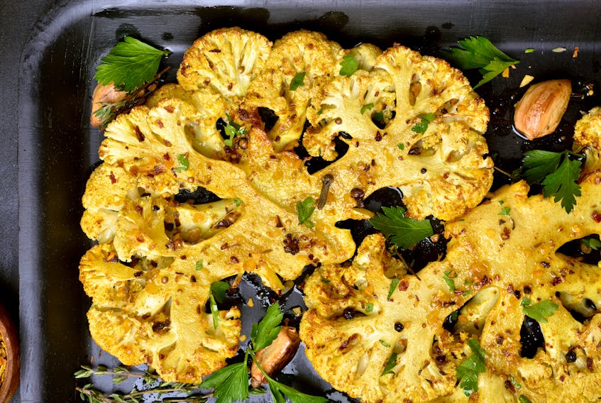 Close up of roasted cauliflower steaks. CONTRIBUTED
