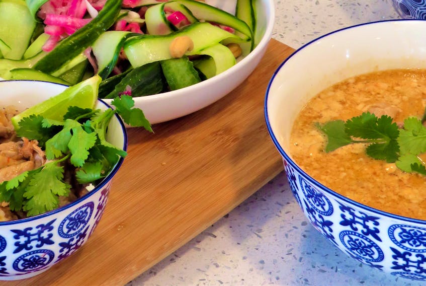Mark DeWolf suggests servings a Thai cucumber salad as a cooling contrast to the heat of curry. 