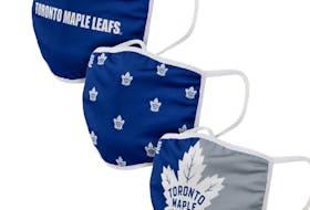 Toronto Maple Leafs facemasks being sold by the NHL with proceeds going to charity. 