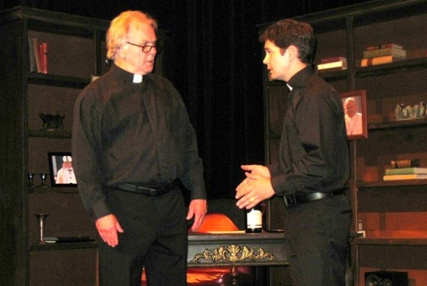 Halifax actor Lee J. Campbell, left, plays Father Tim Farley, while Sean Robertson plays Seminary student Mark Dolson in Valley Summer Theatre’s new play, Mass Appeal. - Submitted