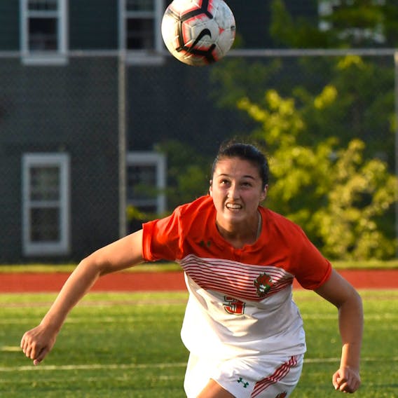 Cape Breton University defender Madison Lavers has won an AUS women's soccer title in each of her three seasons with the Capers. She makes her third consecutive trip to nationals this week in Victoria. - CBU Athletics