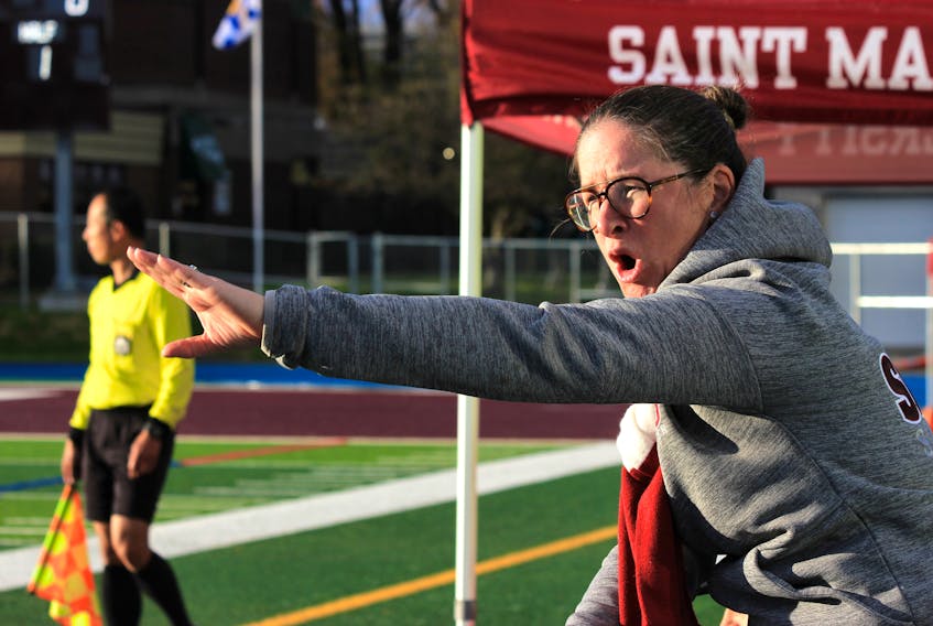 Marisa Colzie is one of eight female head coaches in Canadian U Sport women’s soccer. There are 53 teams in the league. 2019 marks Colzie’s third season at Saint Mary’s University in Halifax. - Alix Bruch
