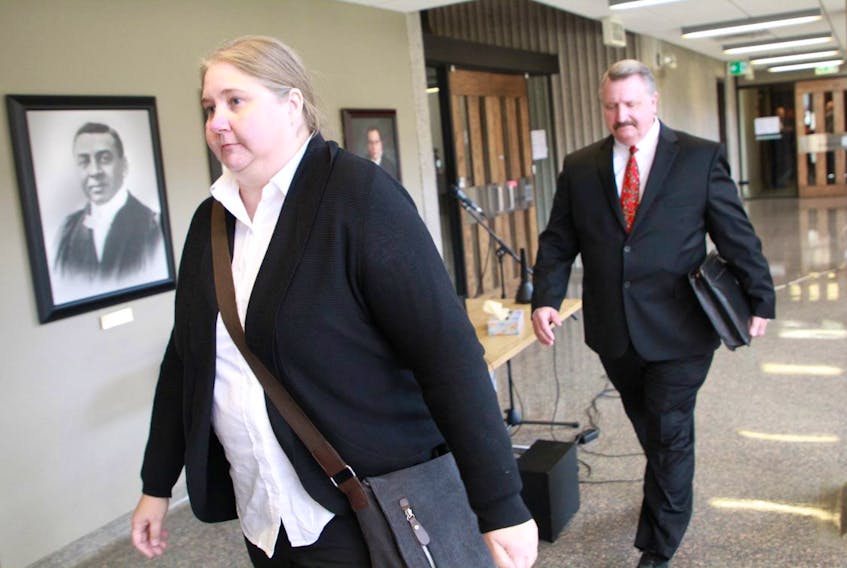 Halifax Regional Police special constables Cheryl Gardner and Dan Fraser leave Nova Scotia Supreme Court during a break at their jury trial on a charge of criminal negligence causing death, in Halifax on Monday, Oct. 28, 2019. - Tim Krochak