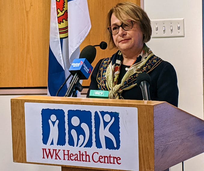 Dr. Sian Iles, a radiologist and adviser to the Nova Scotia breast screening program, explains a new breast density information system Tuesday, Oct. 29, 2019, at the IWK Health Centre.