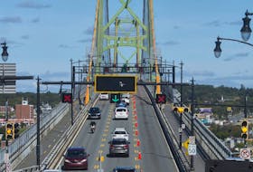 Traffic streams onto the Angus L. Macdonald Bridge in Halifax on Sept. 30, 2019.