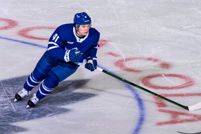 Right-winger Jeremy McKenna is in his rookie season with the Toronto Marlies of the American Hockey League game.