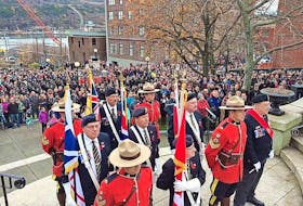 The Memorial Day commemorative ceremony at the National War Memorial, such as this one in 2016, usually attracts hundreds of people in downtown St. John's. However, the Royal Newfoundland Legion has cancelled the parade and has opted for scaled-down events across the province. — JOE GIBBONS/TELEGRAM FILE PHOTO