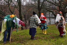 Hark! What's that noise in Victoria Park in St. John's? Oh, why it's (from left to right) Kyle Crumsick, Cheryl Stacey, Angie O'Brien and Myrtle Mitchell doing a jig. — Andrew Waterman/The Telegram