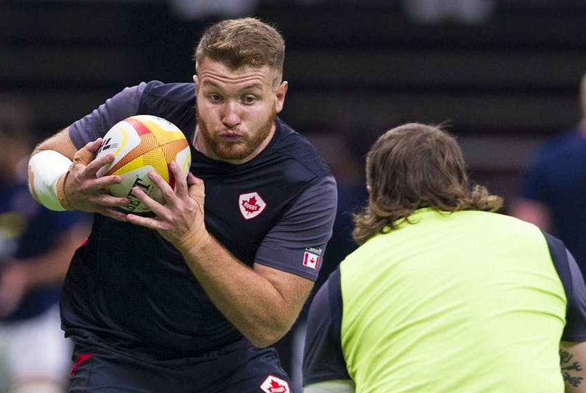 Justin Blanchet warms up prior to Canada playing USA in a game at BC Place on Sept. 7, leading up to the 2019 Rugby World Cup in Japan