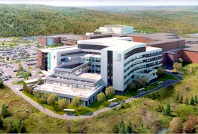 This artist's rendition/screen grab shows how the planned new mental health and addictions treatment hospital in St. John's would be oriented in relation to the Health Sciences Centre.