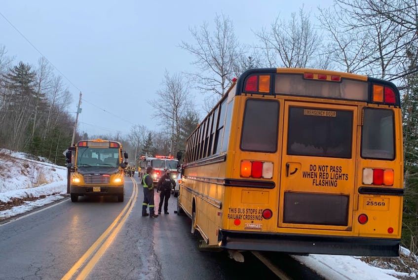 Nine students were aboard a school bus when an accident occurred shortly after 4 p.m. on Jan. 14, 2021. After being assessed for injuries, they were transported home via another bus.