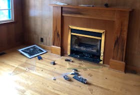 A fireplace was one of many items damaged in an act of vandalism last week at a mosque being constructed in Conception Bay South. Contributed
