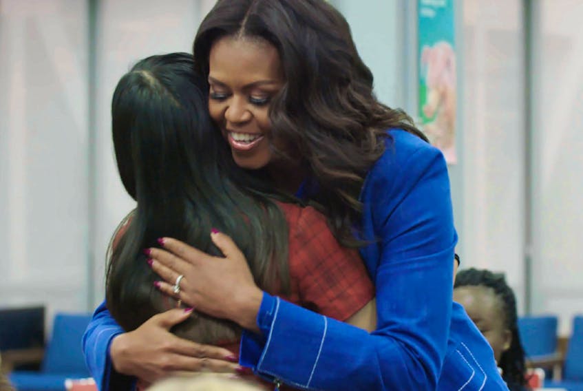 Michelle Obama in a scene from Becoming, the documentary based on her memoir.