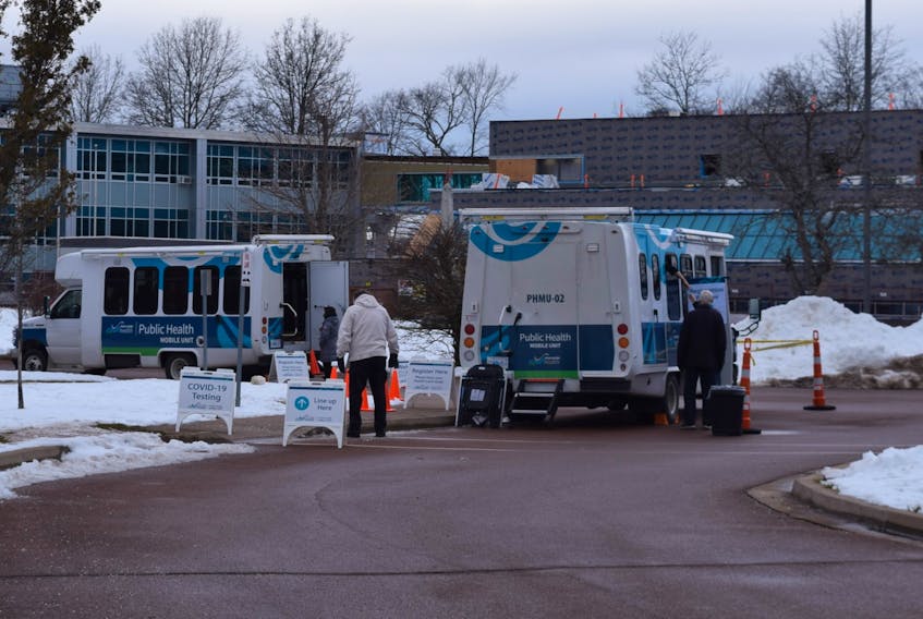 The Nova Scotia Health Authority's mobile COVID testing units at the NSCC campus in Truro.