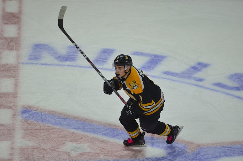 North Bedeque native Coleton Perry scored twice, including the winning goal late in the third period, to send the Campbellton Tigers to a 3-2 win over the Summerside Western Capitals in the Maritime Junior Hockey League at the Campbellton Memorial Civic Centre on Friday night.