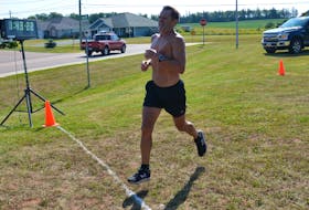 Scott Clark was the first runner to finish the 46th annual Harvest Festival 25-Kilometre Road Race at Alysha Toombs Memorial Park alongside Credit Union Centre in Kensington on Saturday morning. Clark’s time was one hour 43 minutes 22 seconds (1:43:22).