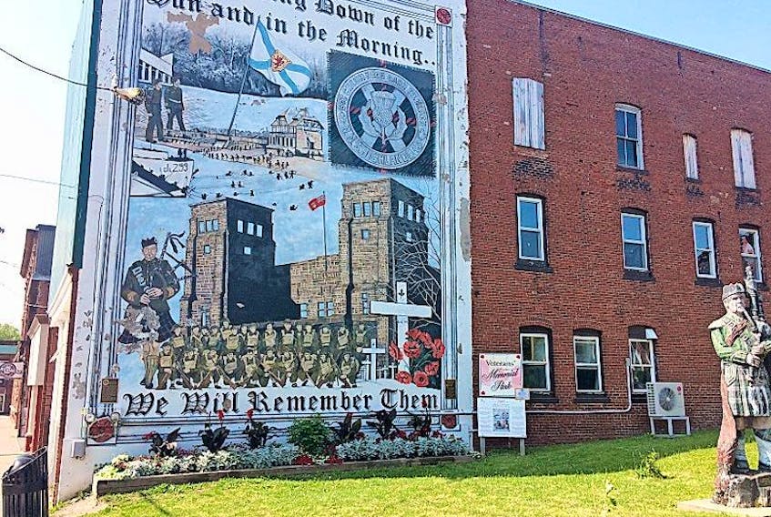 The North Nova Scotia Highlanders Mural could soon have a new home. Amherst has agreed to have artist Jennifer Morris Cormier repaint the mural onto treated plywood sections that will be affixed to the east wall of town hall facing LaPlanche Street