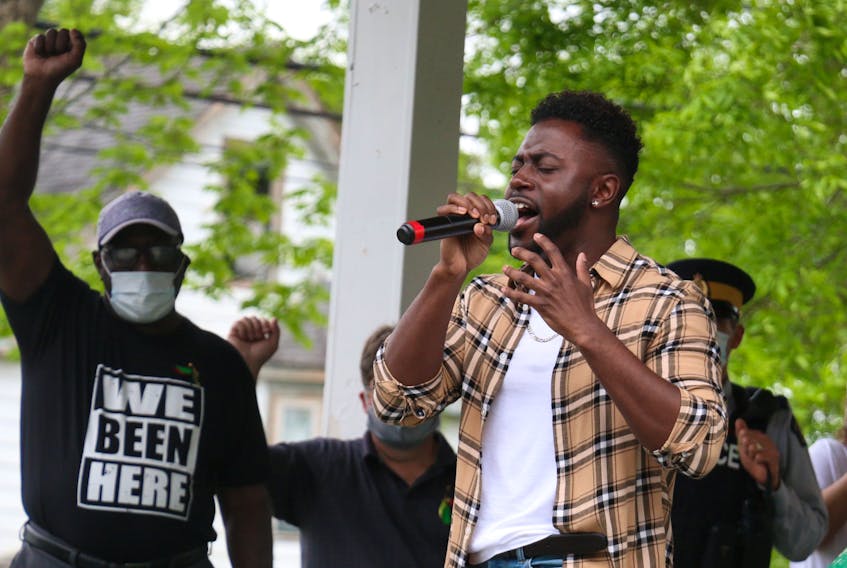 North Preston musician Keonte Beals, seen here at a Windsor rally in June, is one of a host of performers taking part in Artists United: A Rally to Support the Black Lives Matter Movement on the Halifax waterfront on Saturday from 4 to 7 p.m.