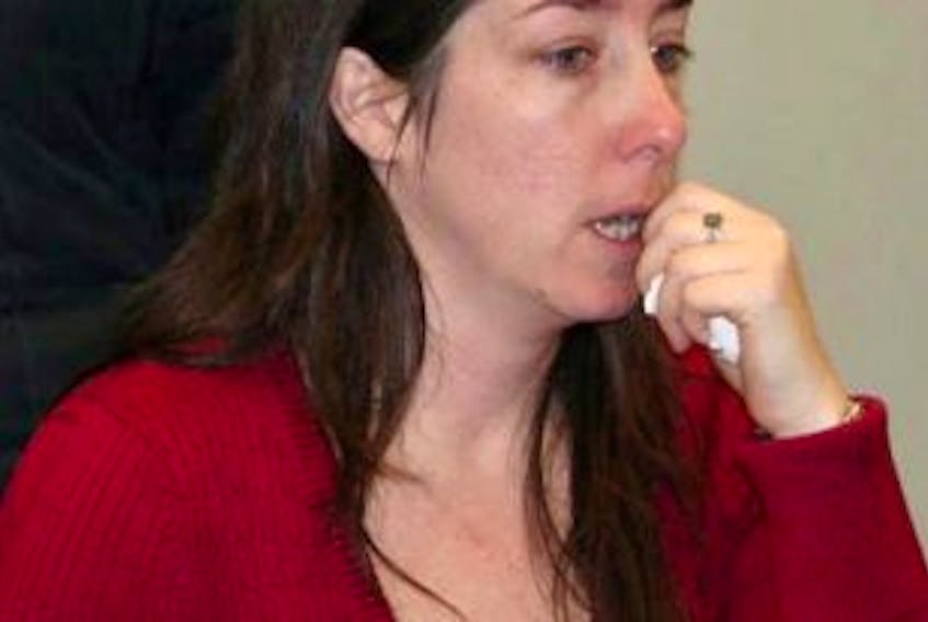 Penny Boudreau at a press conference shortly after her daughter's disappearance.