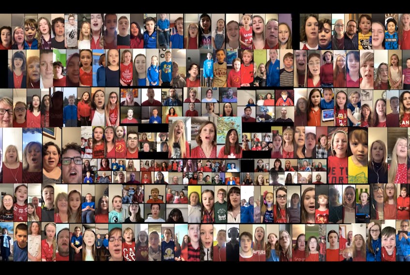 More than 100 Newfoundland and Labrador school communities and some special guests came together recently for this virtual rendition of "O Canada." The advocacy group Choral Canada says the evidence about the risk of COVID-19 from choral singing is almost entirely anecdotal. (Image from video)