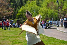Indigenous groups in Newfoundland will be celebrating National Indigenous Peoples Day online this year. Fancy shawl dancer Marcella Williams is pictured at the 2018 celebration at Margaret Bowater Park in Corner Brook. 