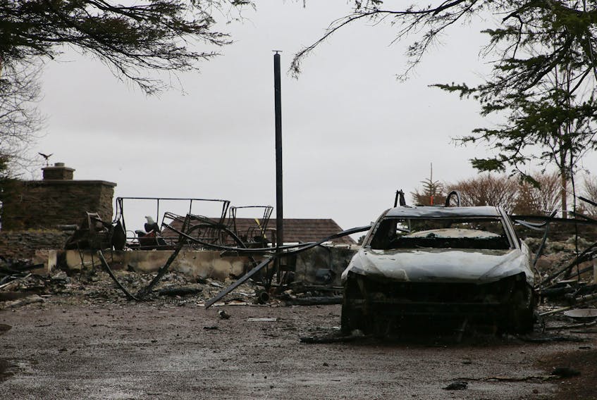 The remains of a home at 200 Portapique Beach Road in Portapique, N.S., on May 7. According to property records, this was one of the properties owned by the gunman and was destroyed during his shooting rampage on April 18 and 19, 2020.