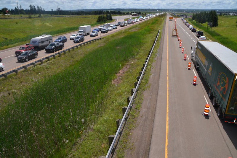 Traffic was backed up for kilometers at the main border crossing between Nova Scotia and New Brunswick when restrictions went into place this summer. - Aaron Beswick / File - Aaron Beswick