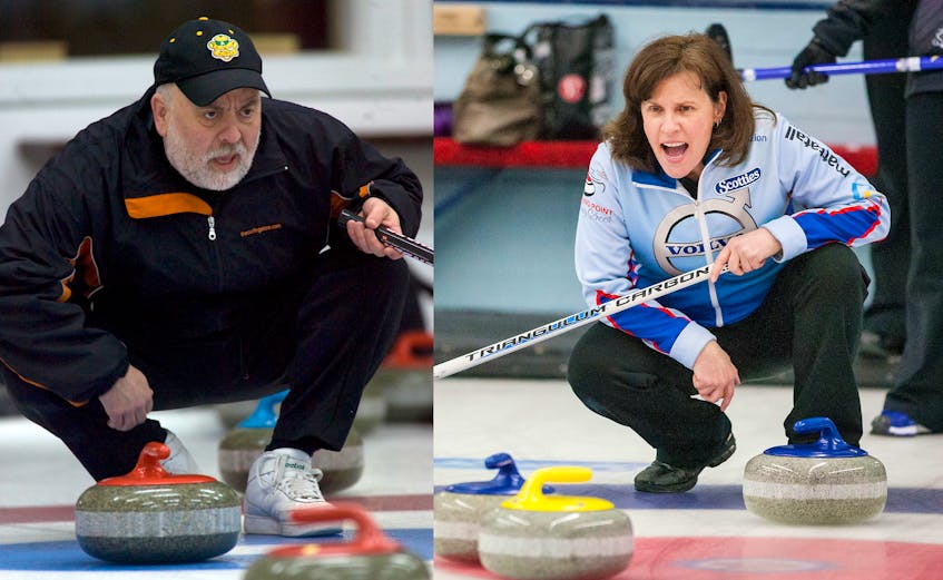Brian Rafuse, left, and Mary Mattatall were recently inducted into the Nova Scotia Curling Hall of Fame. Both Rafuse and Mattatall are using their vast curling knowledge to help guide the next generation of athletes.