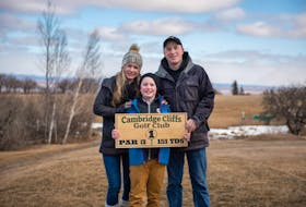 Lucas Wilson and his wife, Tiffany, purchased the former Minas View Golf Links earlier this year, renaming it Cambridge Cliffs Golf Club and undertaking some necessary renovations. It’s almost ready to reopen to the public. Pictured with them is their son, Carter.