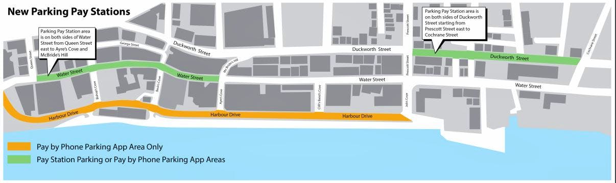 Map of pay stations to be installed in downtown St. John's. CONTRIBUTED